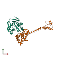 PDB entry 1us7 coloured by chain, front view.