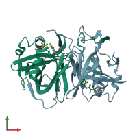 PDB entry 1usc coloured by chain, front view.