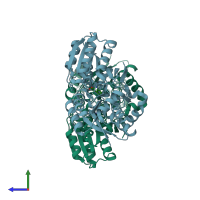 PDB entry 1usi coloured by chain, side view.