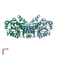 PDB entry 1usi coloured by chain, top view.