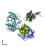 PDB entry 1usl coloured by chain, front view.