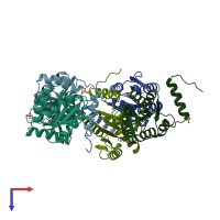 PDB entry 1usl coloured by chain, top view.