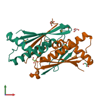 PDB entry 1usp coloured by chain, front view.