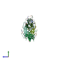 PDB entry 1usq coloured by chain, side view.