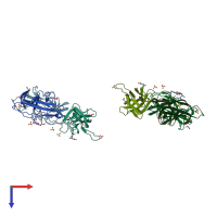 PDB entry 1usq coloured by chain, top view.