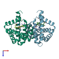 PDB entry 1ut0 coloured by chain, top view.