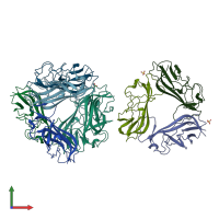 PDB entry 1ut2 coloured by chain, front view.