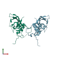 PDB entry 1ut4 coloured by chain, front view.