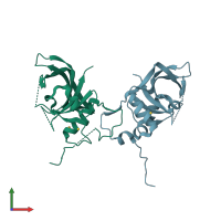 PDB entry 1ut7 coloured by chain, front view.