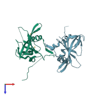 PDB entry 1ut7 coloured by chain, top view.