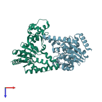 PDB entry 1ut8 coloured by chain, top view.