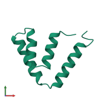 PDB entry 1utg coloured by chain, front view.