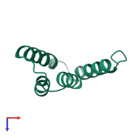 PDB entry 1utg coloured by chain, top view.