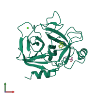 PDB entry 1utl coloured by chain, front view.