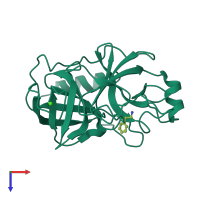 PDB entry 1utm coloured by chain, top view.