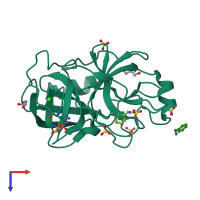 PDB entry 1utn coloured by chain, top view.