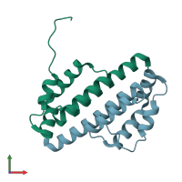 PDB entry 1utu coloured by chain, front view.
