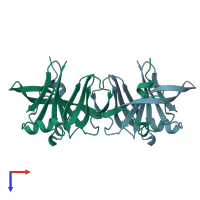 PDB entry 1uty coloured by chain, top view.
