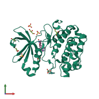 Monomeric assembly 1 of PDB entry 1uu7 coloured by chemically distinct molecules, front view.