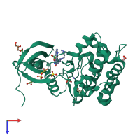 PDB entry 1uu8 coloured by chain, top view.