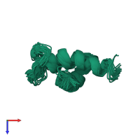 PDB entry 1uuc coloured by chain, ensemble of 30 models, top view.