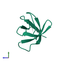 PDB entry 1uue coloured by chain, side view.