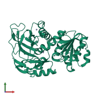 PDB entry 1uuf coloured by chain, front view.