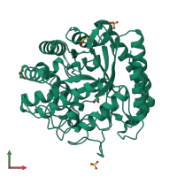 PDB entry 1uuq coloured by chain, front view.