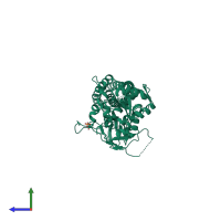 PDB entry 1uur coloured by chain, side view.
