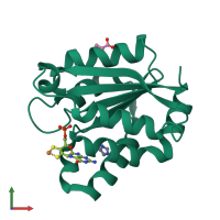PDB entry 1uux coloured by chain, front view.