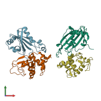 PDB entry 1uuz coloured by chain, front view.