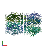 PDB entry 1uv6 coloured by chain, front view.