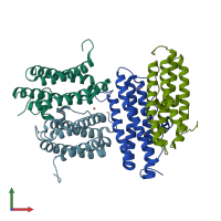 PDB entry 1uvh coloured by chain, front view.