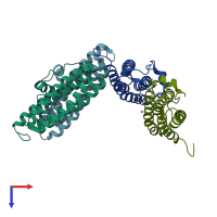 PDB entry 1uvh coloured by chain, top view.