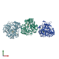 PDB entry 1uvi coloured by chain, front view.