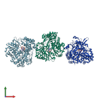 PDB entry 1uvk coloured by chain, front view.