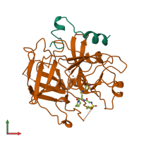 PDB entry 1uvs coloured by chain, front view.