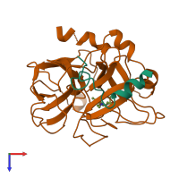 PDB entry 1uvt coloured by chain, top view.