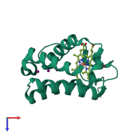 PDB entry 1uvx coloured by chain, top view.