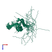 PDB entry 1uw0 coloured by chain, ensemble of 28 models, top view.