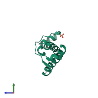 PDB entry 1uw3 coloured by chain, side view.