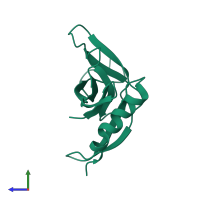 PDB entry 1uw7 coloured by chain, side view.