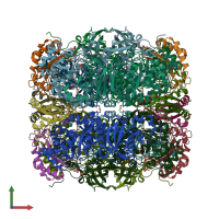 PDB entry 1uw9 coloured by chain, front view.