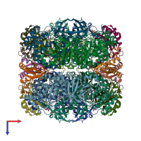 PDB entry 1uw9 coloured by chain, top view.