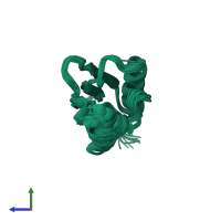 PDB entry 1uwd coloured by chain, ensemble of 20 models, side view.