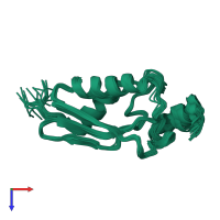 PDB entry 1uwd coloured by chain, ensemble of 20 models, top view.