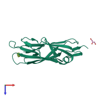 PDB entry 1uwf coloured by chain, top view.