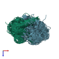 PDB entry 1uwo coloured by chain, ensemble of 20 models, top view.