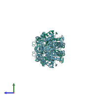 PDB entry 1uwq coloured by chain, side view.