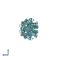PDB entry 1uwr coloured by chain, side view.